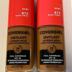 New Set 2 Covergirl Outlast Extreme Wear 3-in-1 Foundation New Warm Tawny # 872